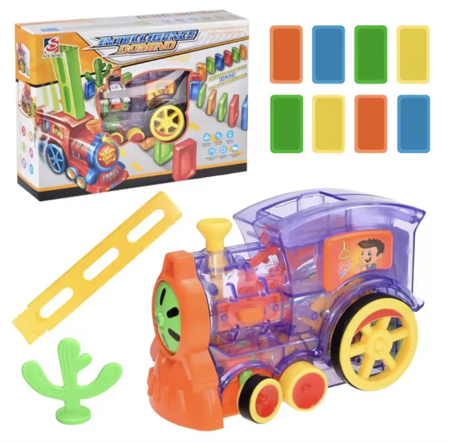 Tren didáctico de juguete con Domino